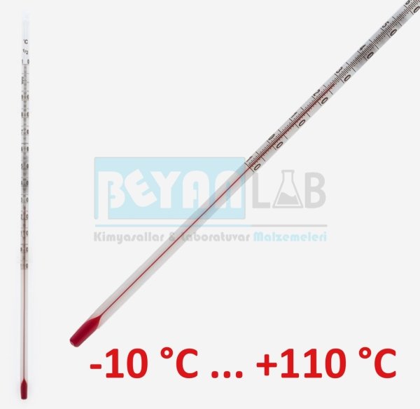 Borox Cam Alkollü Termometre - Kimya Termometresi -10-110C