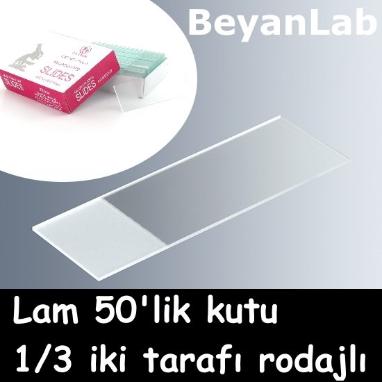 Borox Lam - İki Kenarı 1/3 Rodajlı Mikroskop Lamı - 50 Adet