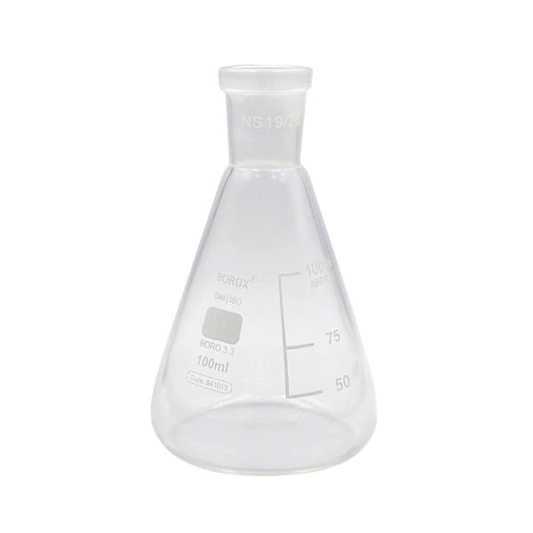 Borox Cam Erlen Şilifli 100 ml - 19/26 Şilifli Erlenmayer - Erlenmeyer Flask