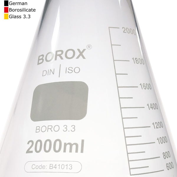 Borox Cam Erlen Şilifli 2000 ml - 29/32 Şilifli Erlenmayer - Erlenmeyer Flask
