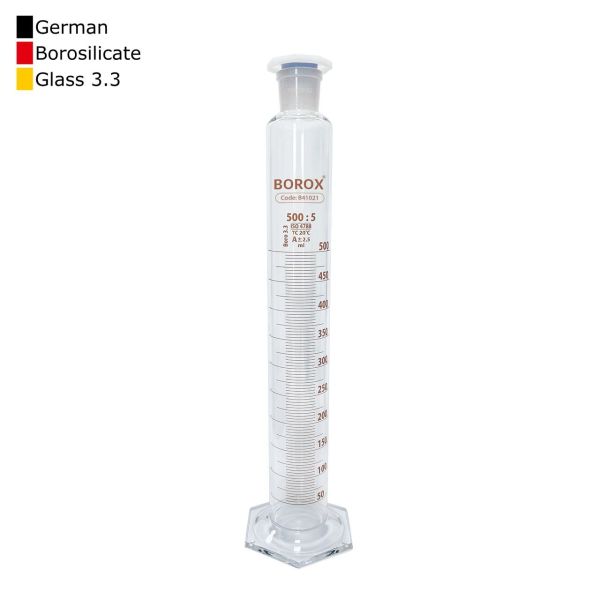 Borox Cam Çalkalamalı Mezür 500 ml - Plastik Tıpalı Dereceli Silindir
