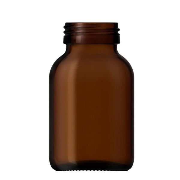 Borox Amber Cam Şişe Geniş Ağız 200 ml - Beyaz Kapaklı Şişe