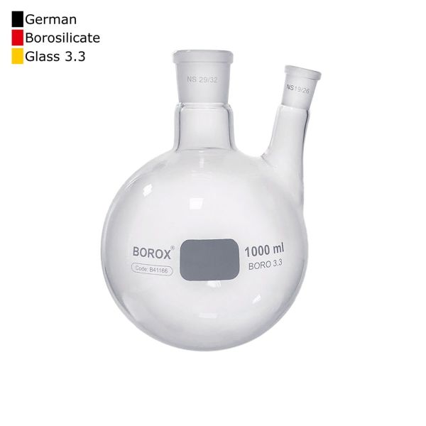 Borox Cam Balon 1000ml - Dibi Yuvarlak Şilifli - İki Boyunlu
