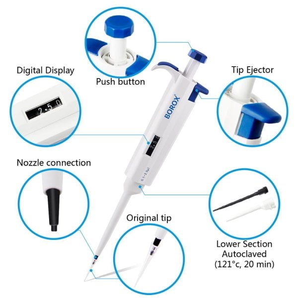 Otomatik Pipet 0.1 - 2.5 µl - Mikropipet - Ayarlanabilir