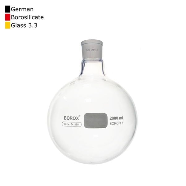 Borox Cam Balon 2000 ml - Dibi Yuvarlak - Norm Şilifli 29/32 - Kaynatma Balonu