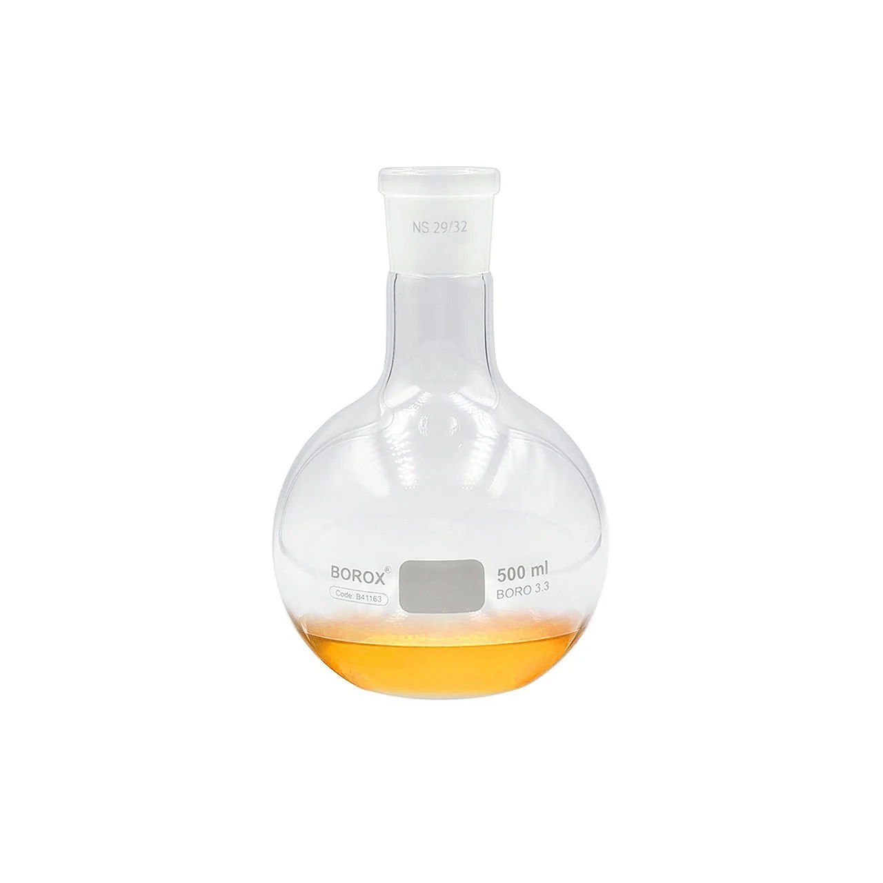Borox Cam Balon 500 ml - Dibi Düz - Norm Şilifli 29/32 - Uzun Boyunlu