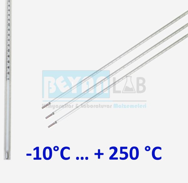 Borox Civalı Cam Termometre - Kimya Termometresi -10-250C