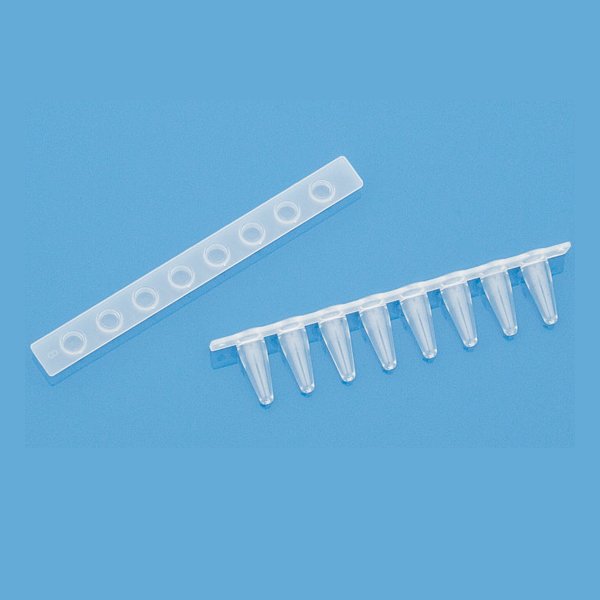 0,1 ml PCR Tüp  PCR Strip Tubes –  DNAse/RNAse, Projen İçermez, Tüp ve Kapak Şeffaf Tasarım – 125 Adet Paket