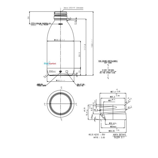 Borox Cam Amber Şişe 200 ml - Kilit Kapaklı Şişe Kahverengi