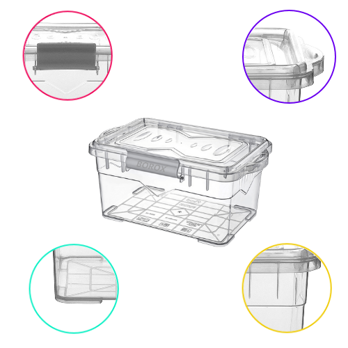 Borox Plastik Numune Saklama Kabı 5 L - Kilit Kapaklı Kutu