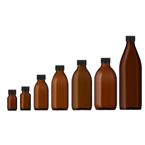Borox Amber Cam Şişe 30 ml - Siyah Kapaklı Şişe 30cc