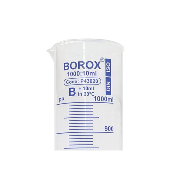 Borox Plastik Mezür 1000 ml - Uzun Form - Dereceli Silindir Mavi Skala