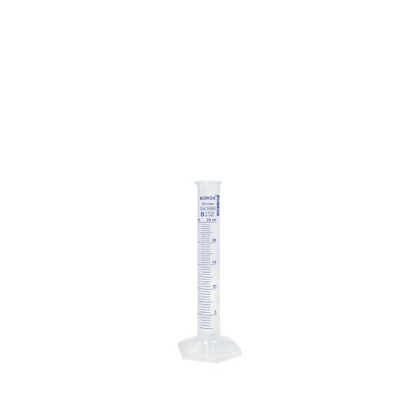 Borox Plastik Mezür 25 ml - Uzun Form - Dereceli Silindir Mavi Skala
