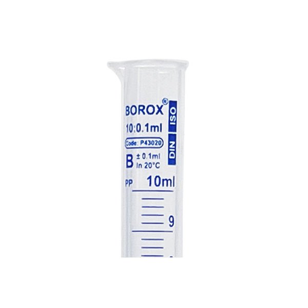 Borox Plastik Mezür 10 ml - Uzun Form - Dereceli Silindir Mavi Skala