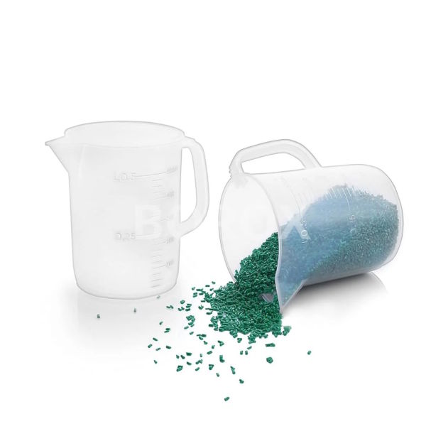 Borox Kulplu Plastik Beher 500 ml - Kabartma Dereceli Beaker - Ölçü Kabı - PP Beher