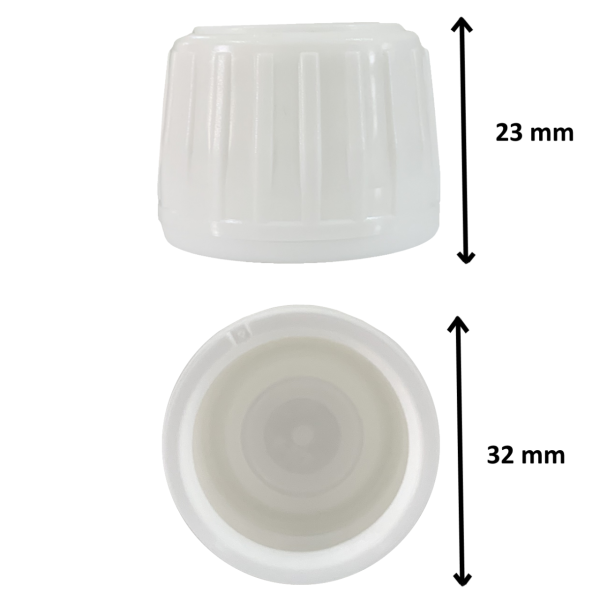 25pp Beyaz Kilitli Kapak - PE Contalı - 25 mm Ağızlı Şişeler İçin Uygundur