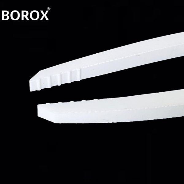 Borox Penset 25 cm Teflon - Düz Uçlu İçi Tırtıklı - Laboratuvar PTFE Cımbız