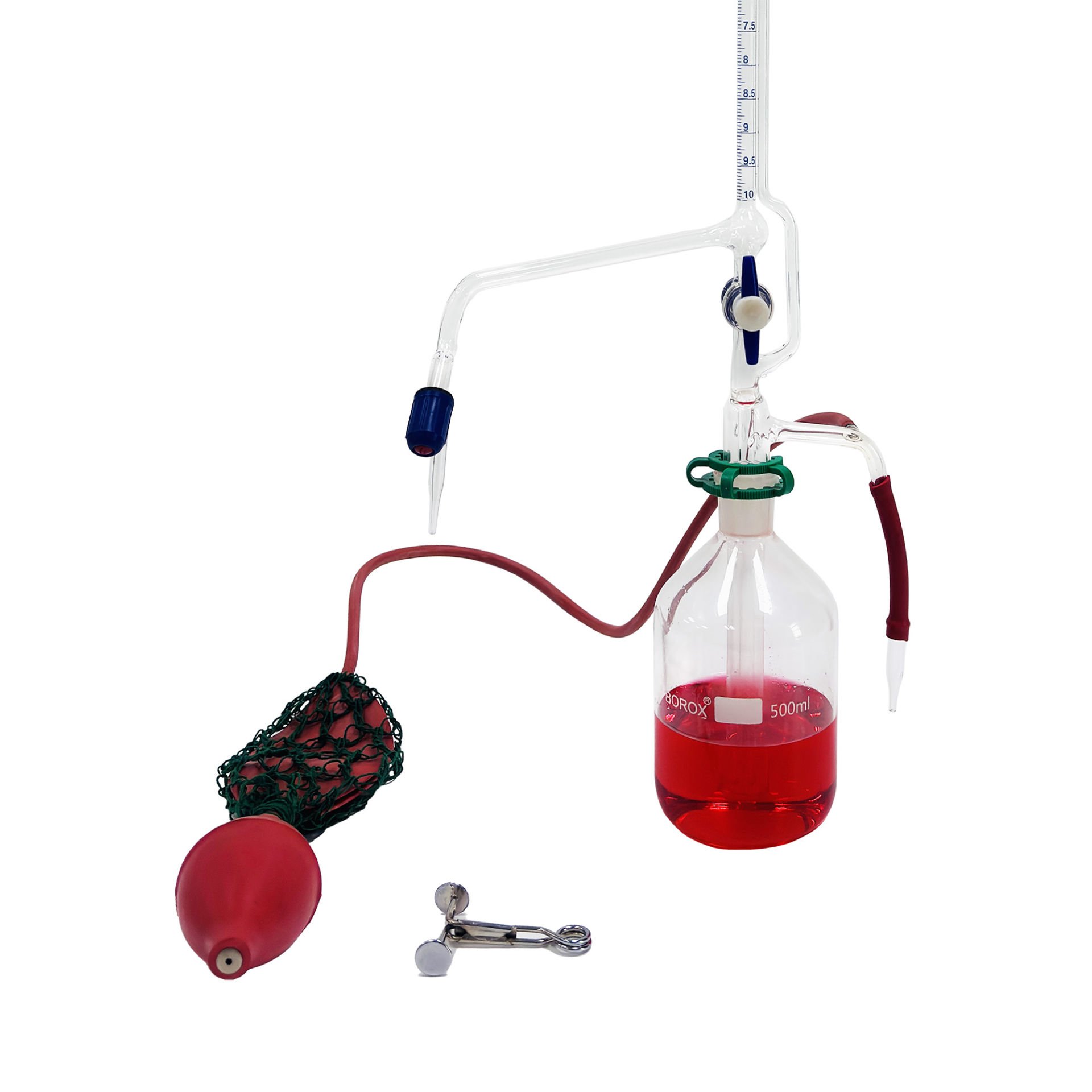 Borox Otomatik Büret 10 ml 0.05 ml Teflon Musluk - Class A Sertifikalı - PTFE Ara Musluklu