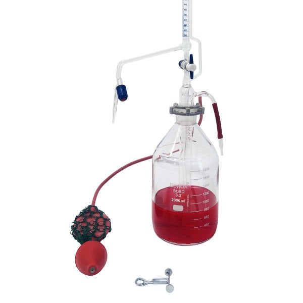 Borox Otomatik Büret 50 ml 0.10 ml Teflon Musluk - Class A Sertifikalı - PTFE Ara Musluklu