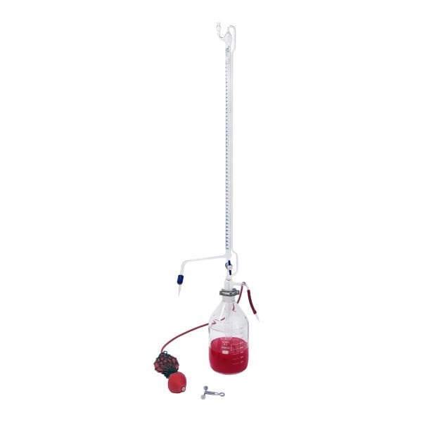 Borox Otomatik Büret 100 ml 0.2ml Teflon Musluk - Class A Sertifikalı - PTFE Ara Musluklu