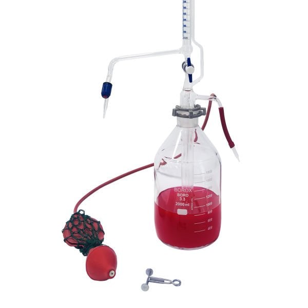 Borox Otomatik Büret 100 ml 0.2ml Teflon Musluk - Class A Sertifikalı - PTFE Ara Musluklu
