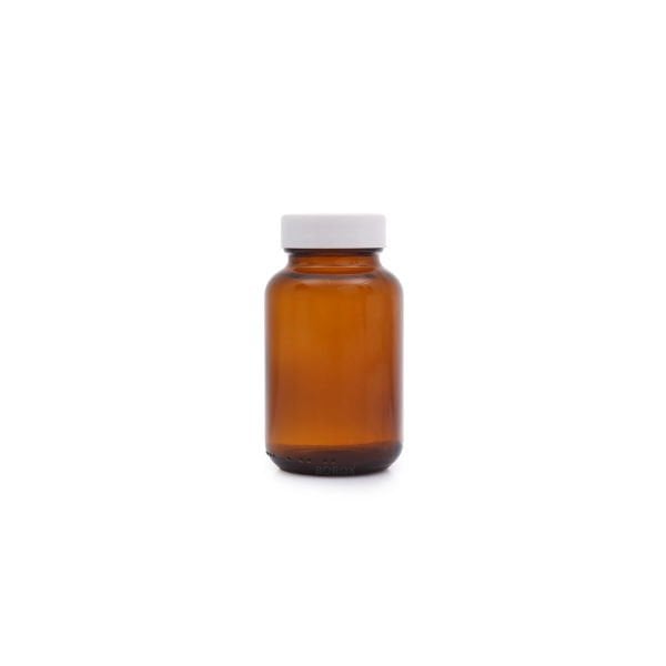Borox Amber Cam Şişe 125 ml - Beyaz Kapaklı Şişe 125cc