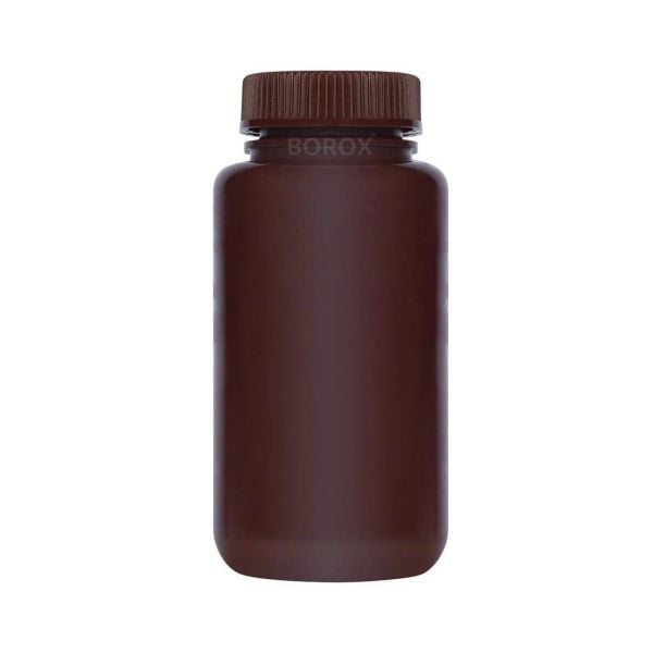 Borox Numune Şişesi 250ml - Vida Kapaklı - HDPE Amber Şişe - Geniş Ağızlı Saklama Şişesi