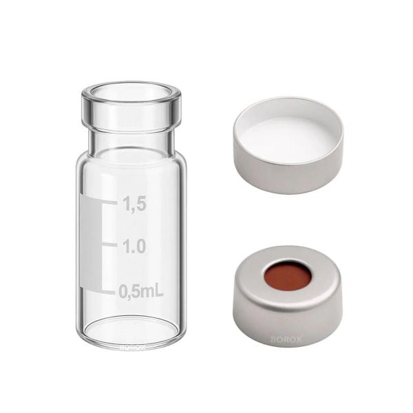 Borox Cam Vial 2 ml - Şeffaf - Crimp ND11 - Hacim Ölçekli - 100 Adet Paket