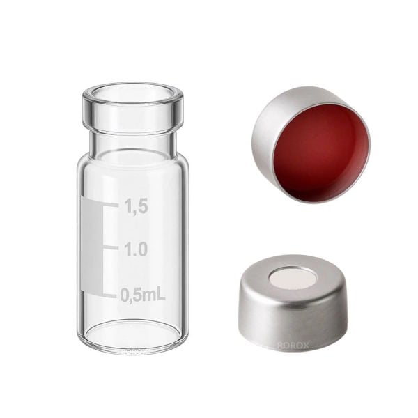 Borox Cam Vial 2 ml - Şeffaf - Crimp ND11 - Hacim Ölçekli - 100 Adet Paket