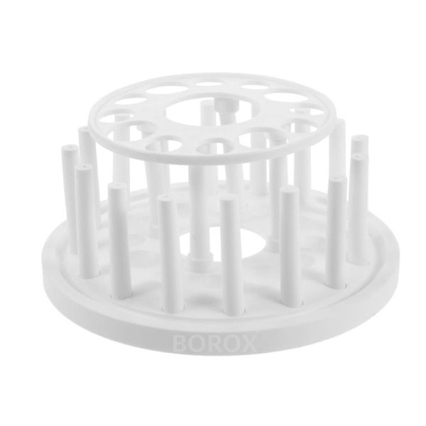 Borox Yuvarlak Deney Tüpü Standı - PP Tüplük 16 Kurutma Mandallı - 4x25mm ve 8x19mm Tüpler İçin