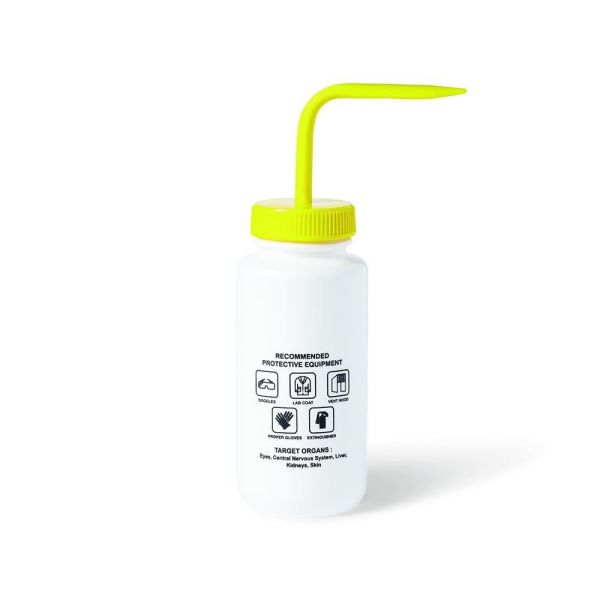 Borox Piset 500 ml - LDPE Yıkama Şişesi - İzopropil Alkol Piseti - Yüzey Baskılı - Sarı Kapaklı - Geniş Boyunlu
