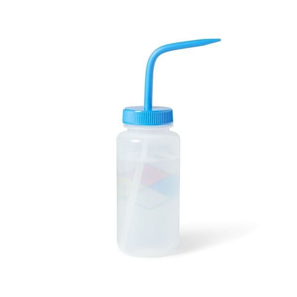 Borox Piset 500 ml - LDPE Yıkama Şişesi - Distile Su Piseti - Yüzey Baskılı - Mavi Kapaklı - Geniş Boyunlu