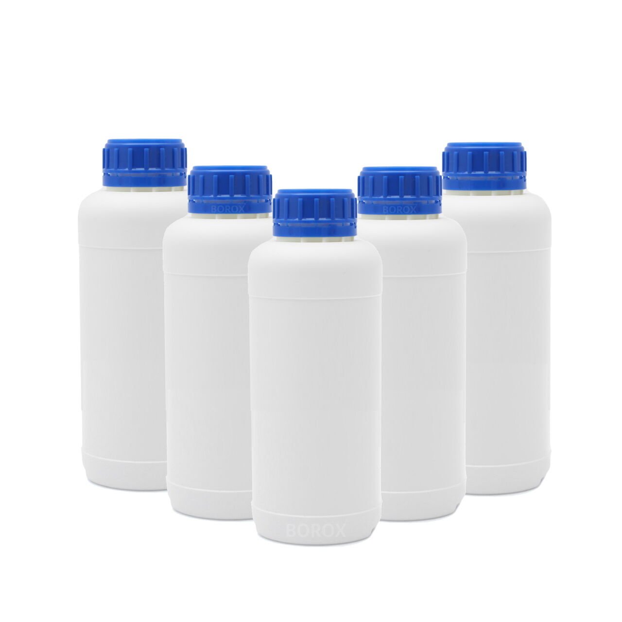 Borox Plastik Yuvarlak Şişe 500 ml - Mavi Kapaklı 5 Adet