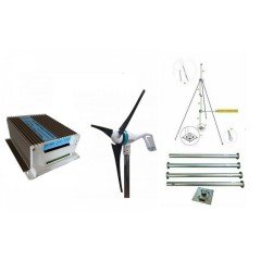 Set Air Speed 500W 12V Rüzgar Türbini + Hibrit Şarj Kontrol Cihazı + Direk Seti