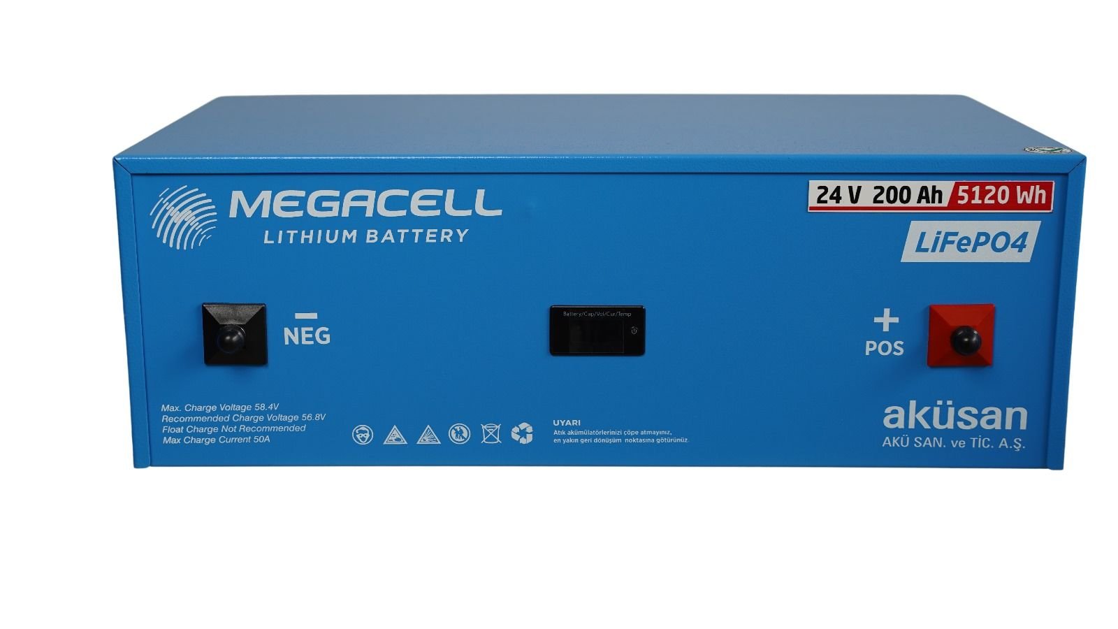 MEGACELL LiFePO4 25.6V 200Ah Lityum Demir Fosfat Akü