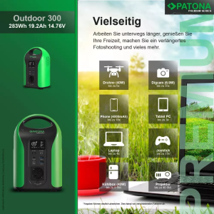 Patona 9990 Premium Taşınabilir Güç İstasyonu Outdoor 300W