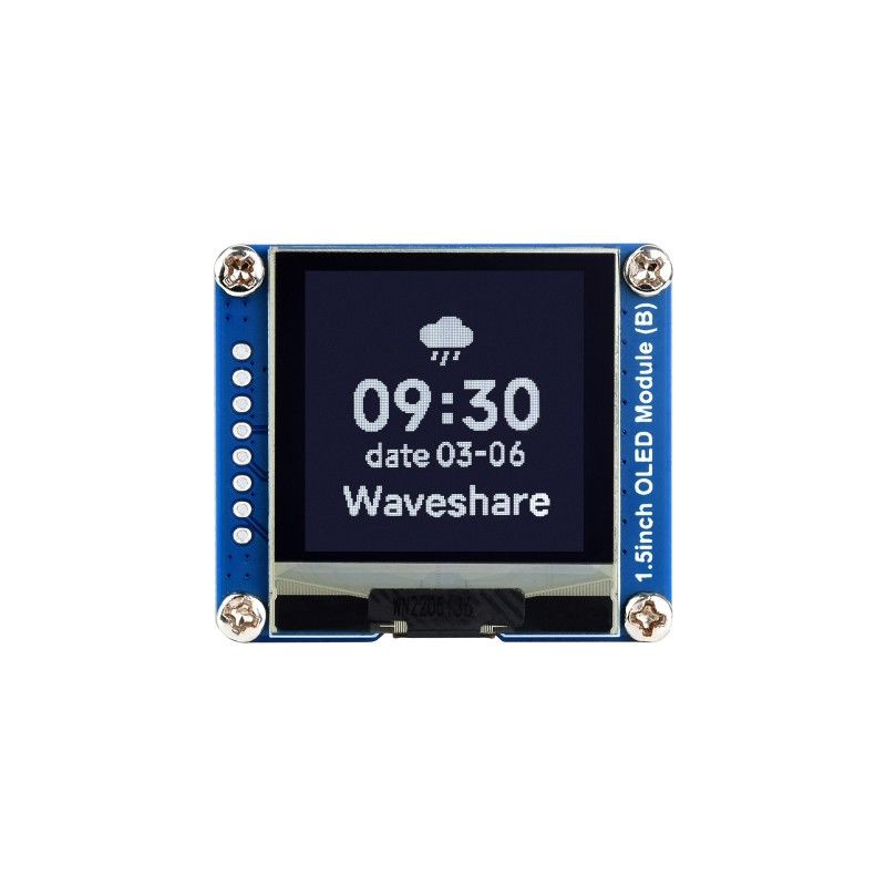 1.5inch OLED Display Module, 128×128 Resolution, SPI / I2C Communication, Black / White Display Color