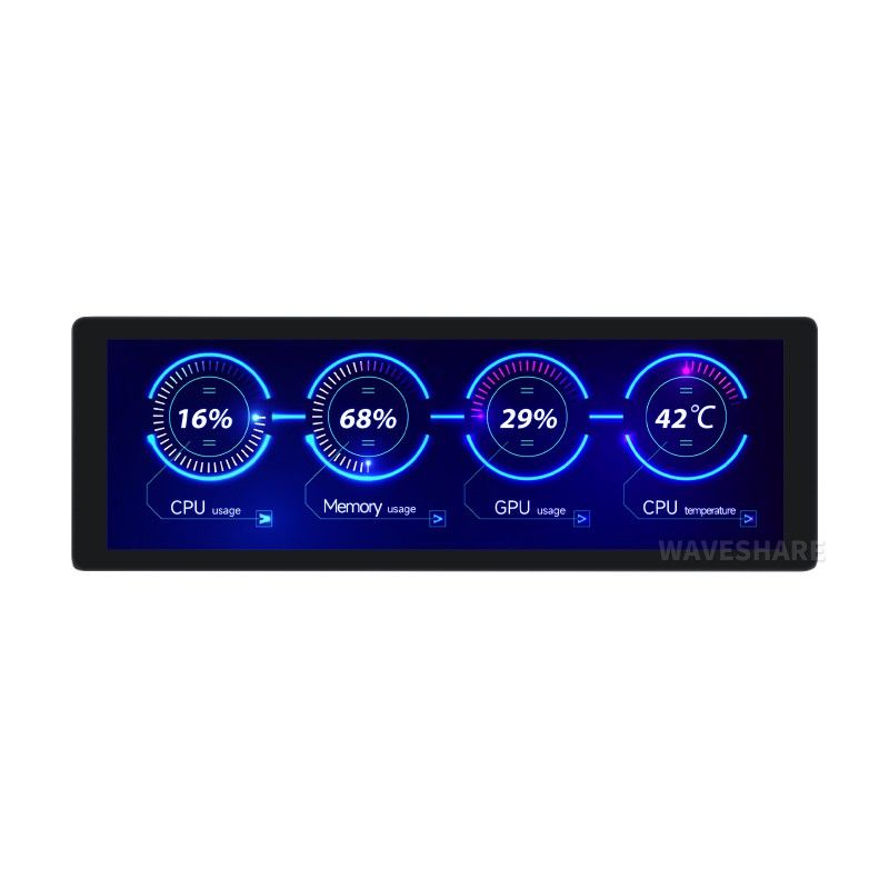 7.9inch IPS Display, 400×1280 Pixel, Toughened Glass Panel, HDMI Interface, Optional Touch Function