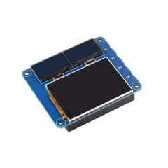 Raspberry Pi OLED/LCD HAT, Onboard 2inch IPS LCD Main Screen and Dual 0.96inch Blue OLED Secondary Screens