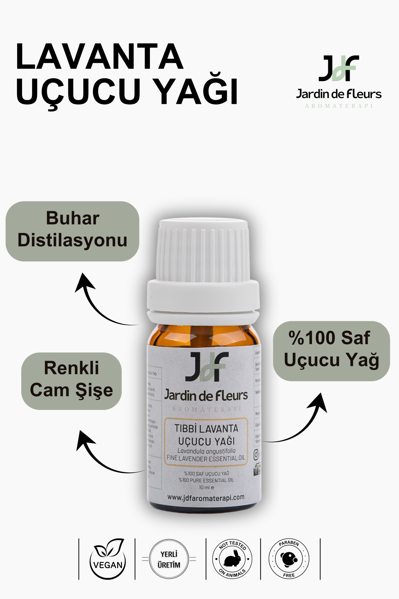 JdF Aromaterapi Tıbbi Lavanta (Lavender) Uçucu Yağı 10 ml - %100 Saf