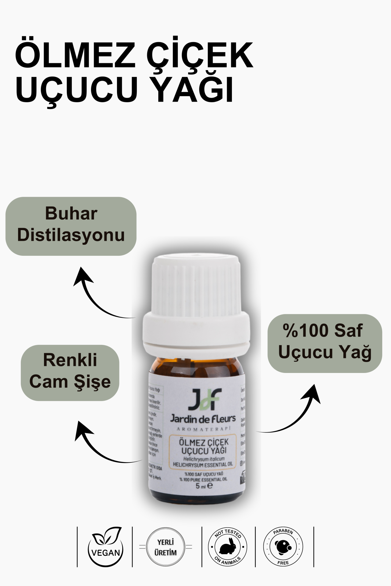 JdF Aromaterapi Ölmez Çiçek (Helichrysum) Uçucu Yağı 5 ml - %100 Saf Aromaterapi Yağı