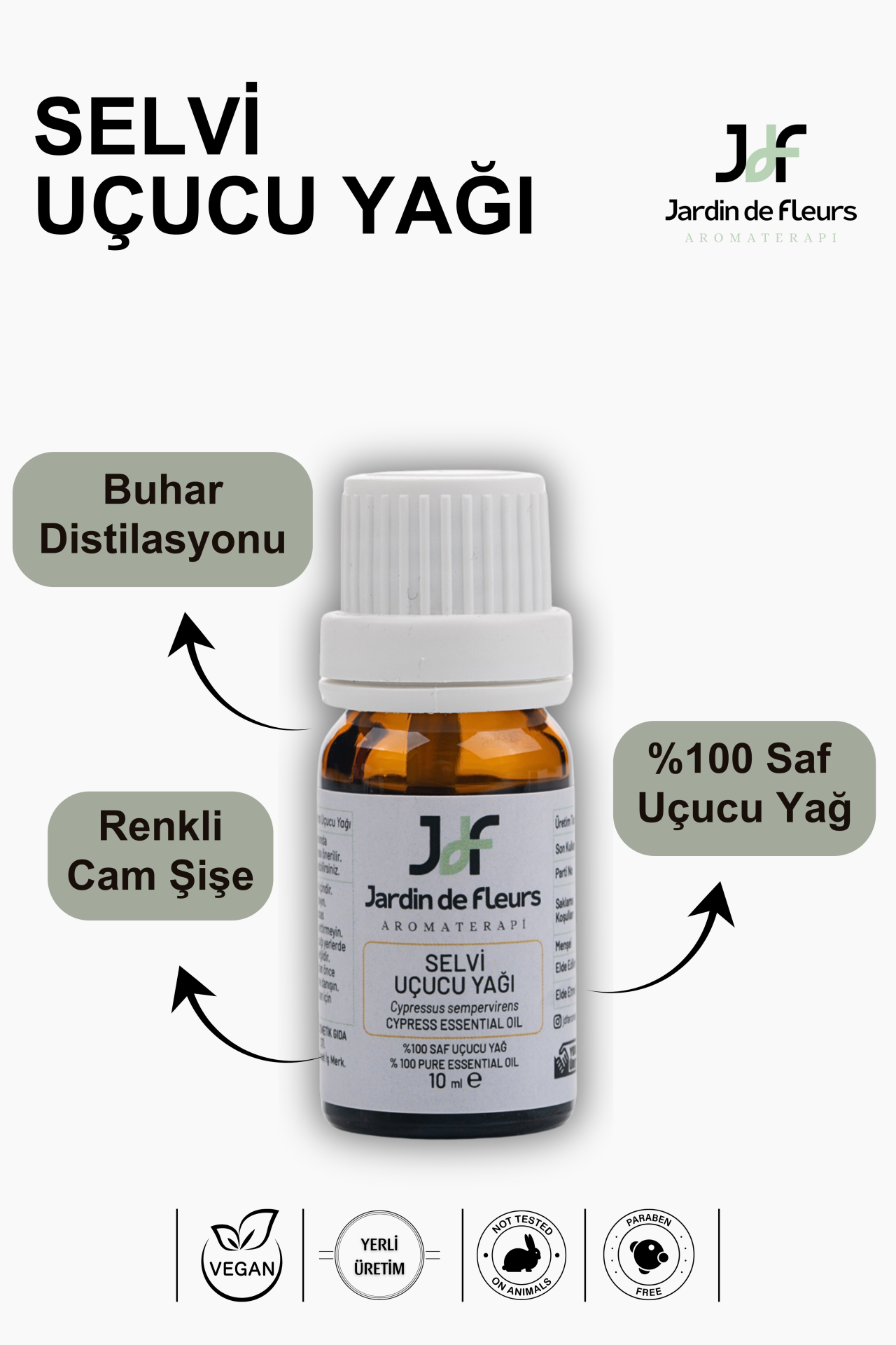 JdF Aromaterapi Servi (Selvi) Uçucu (Cypress) Yağı 10 ml - %100 Saf