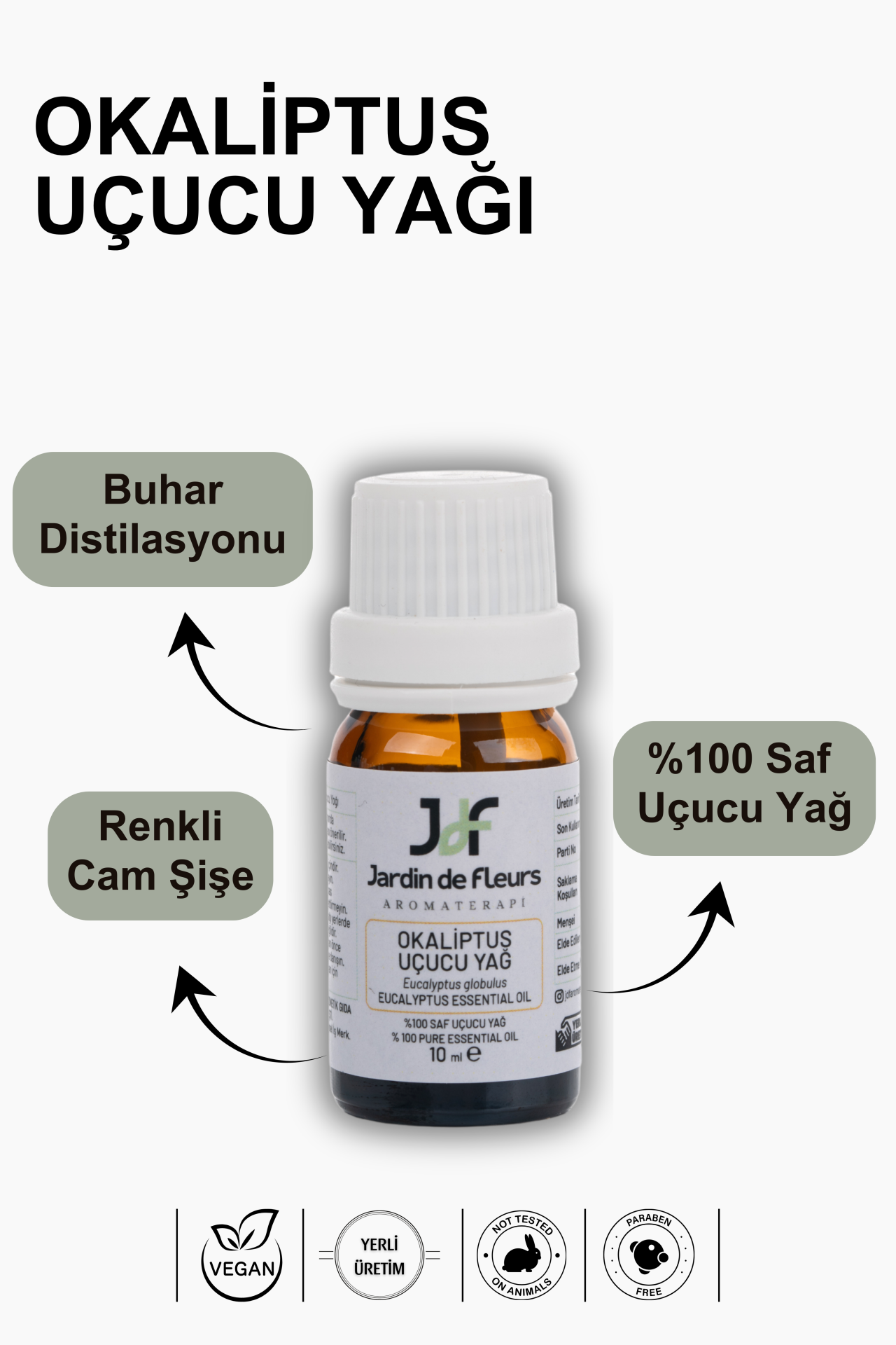 JdF Aromaterapi Okaliptus (Eucalyptus) Uçucu Yağı 10 ml - %100 Saf
