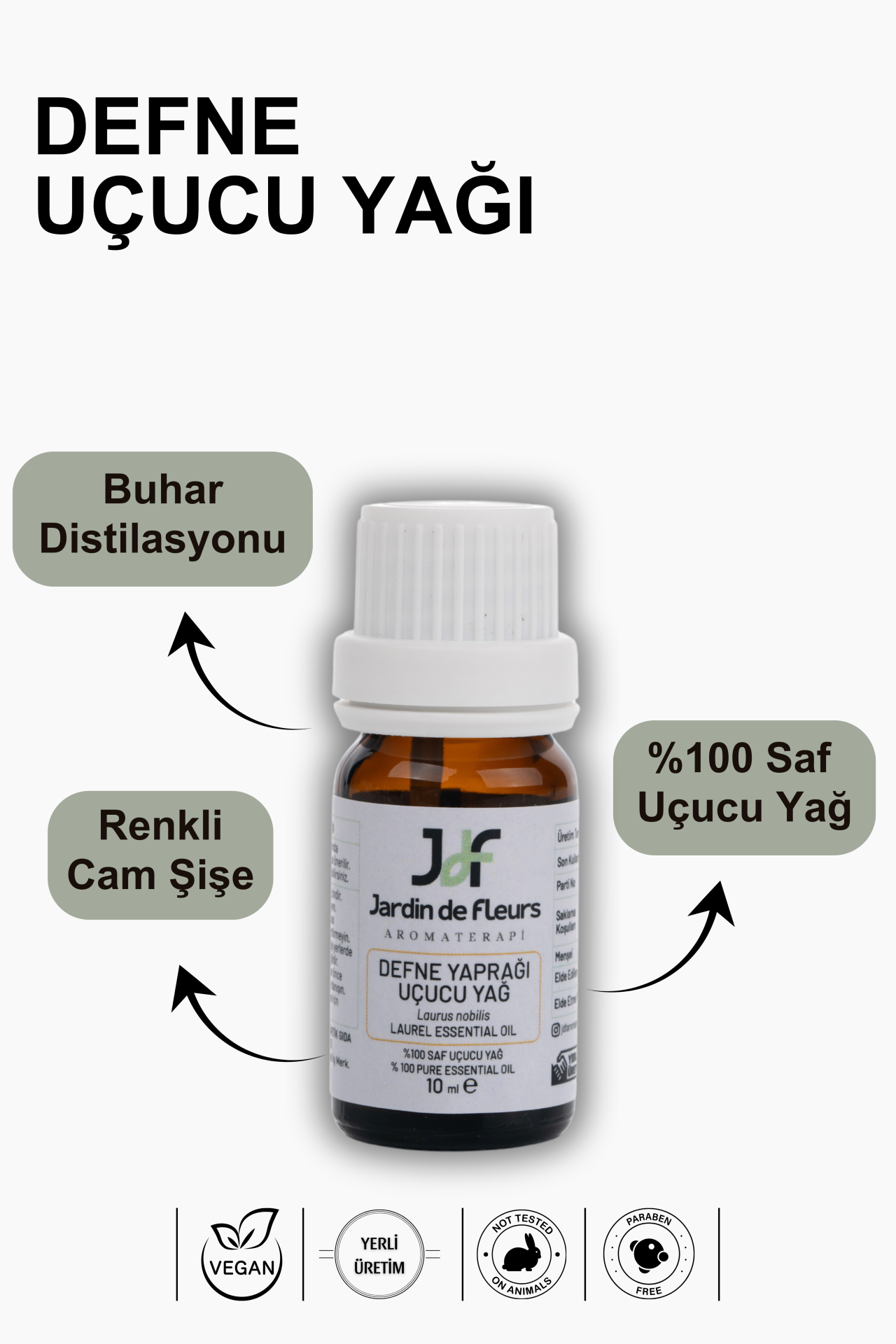 JdF Aromaterapi Defne Yaprağı Uçucu (Laurel) Yağı 10 ml - %100 Saf Aromaterapi Yağı