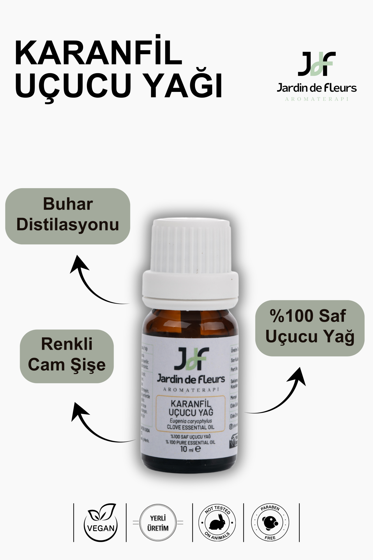 JdF Aromaterapi Karanfil (Clove) Uçucu Yağı 10 ml - %100 Saf Aromaterapi Yağı