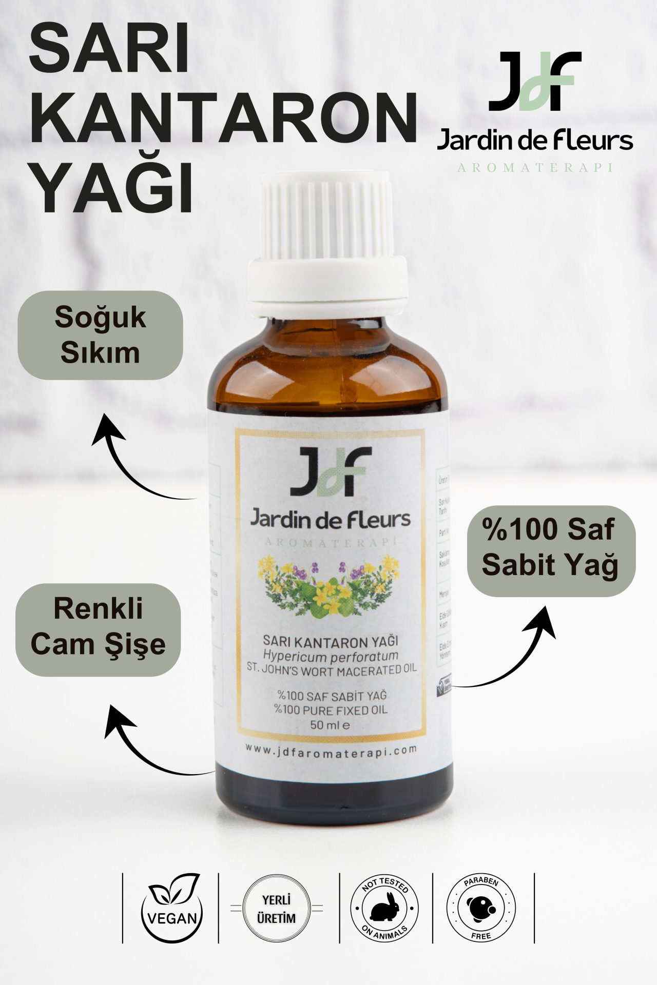 JdF Aromaterapi Sarı Kantaron Yağı (St. John's Wort) 50 ml - %100 Saf