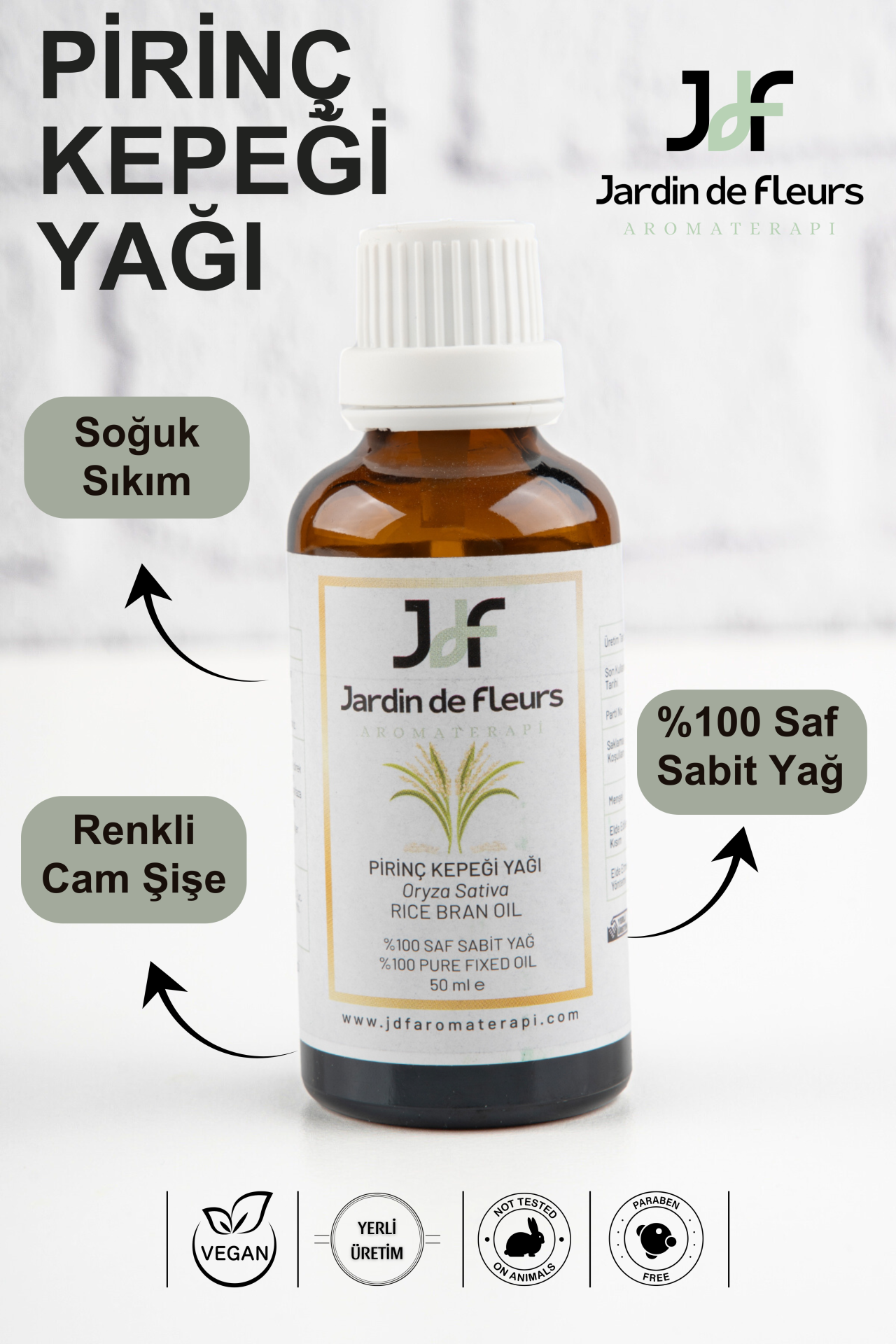 JdF Aromaterapi Pirinç Kepeği Yağı (Rice Bran Oil) 50 ml