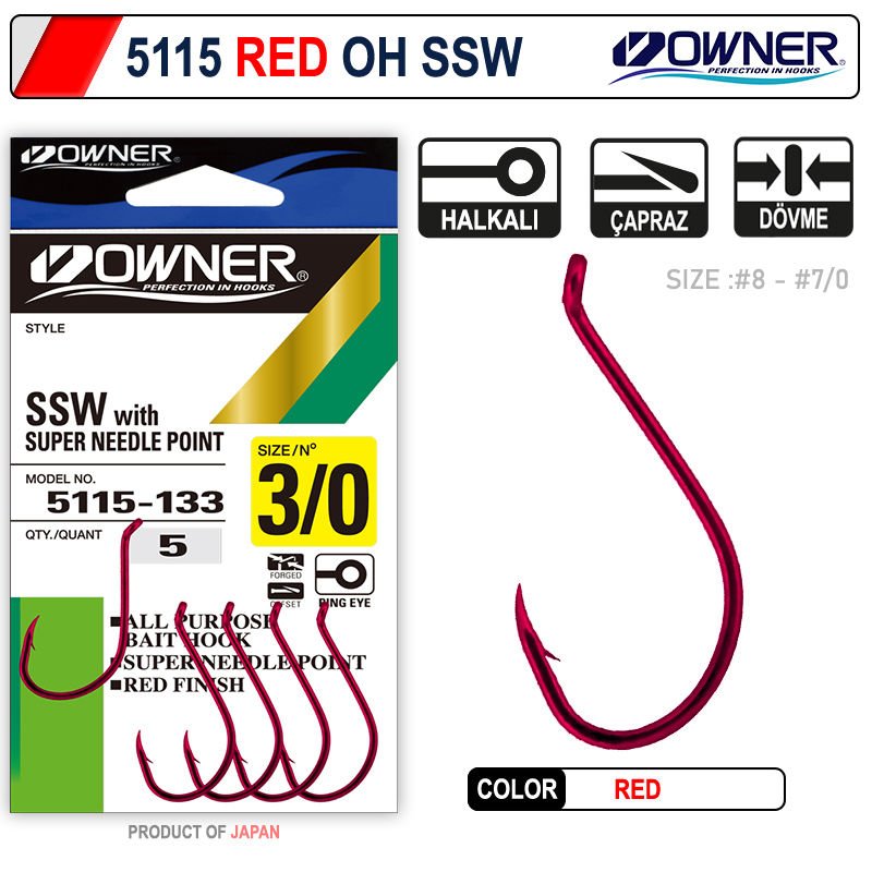 OWNER SSW RED FINISH 2 NUMARA OLTA İĞNESİ