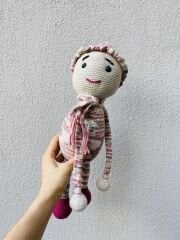 Sutra Çizgili Çocuk Amigurumi Uyku Arkadaşı Perde Aksesuarı