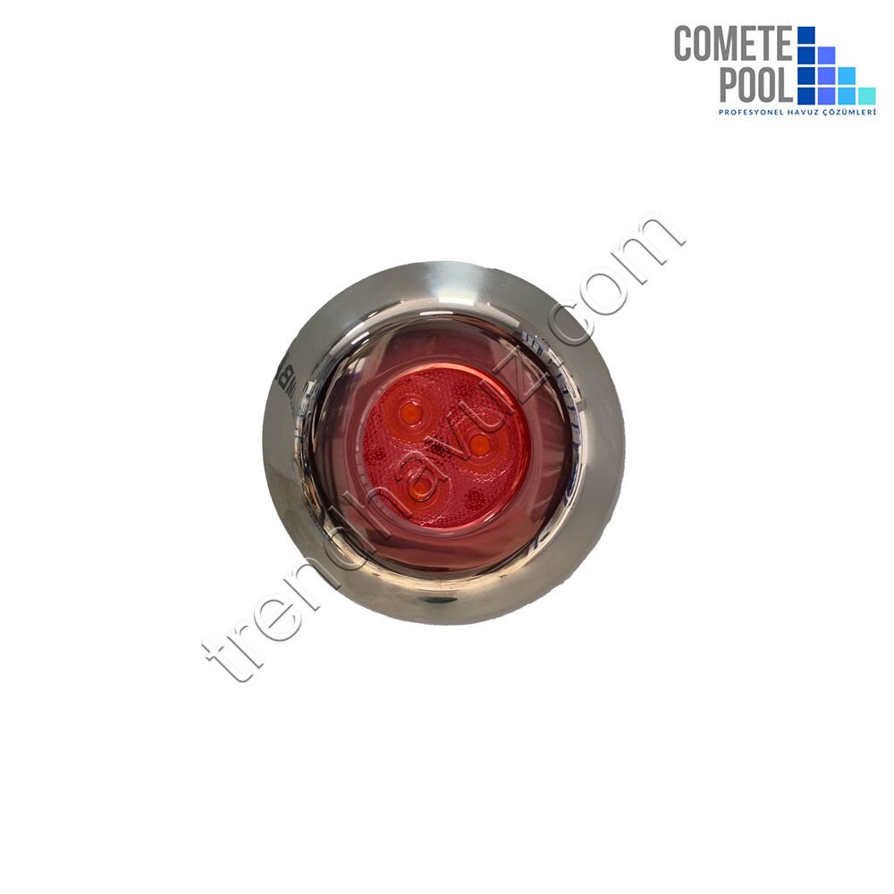 Boru Tip 3 Power Ledli Kırmızı Havuz Lambası - 3W (Paslanmaz Ön Çerçeve)